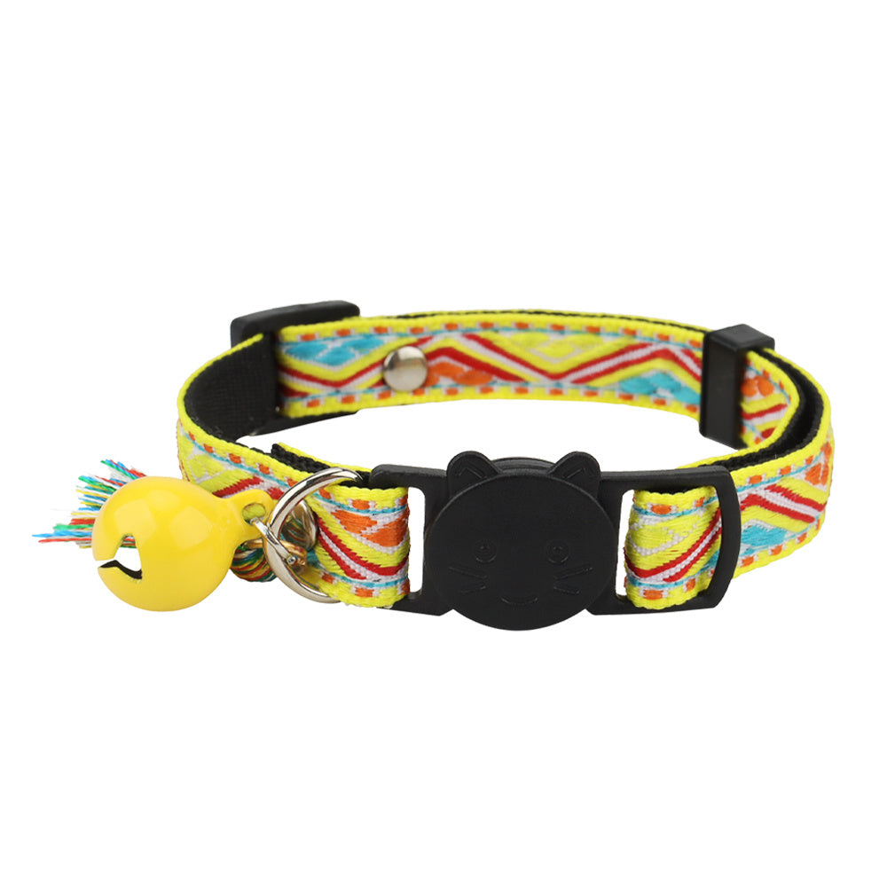 Adjustable Cat Collar w/ Bell & Tassel, Safe & Stylish