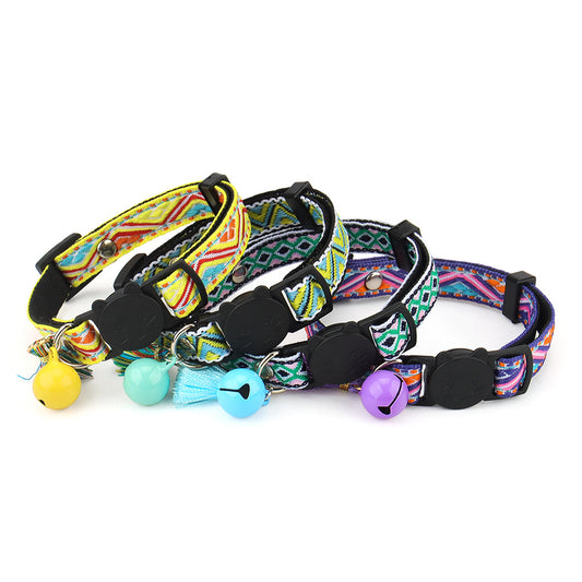 Adjustable Cat Collar w/ Bell & Tassel, Safe & Stylish