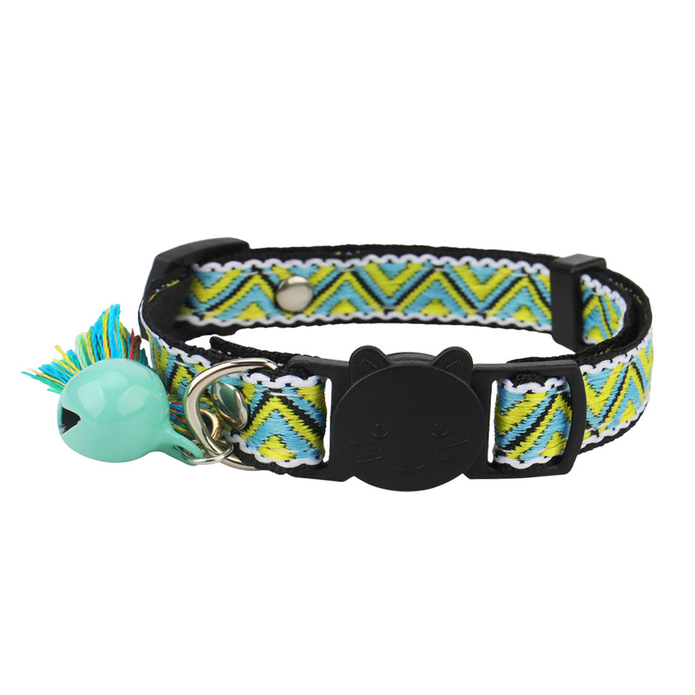 Adjustable Cat Collar w/ Bell & Tassel, Safe & Stylish