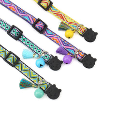 Adjustable Cat Collar w/ Bell & Tassel, Safe & Stylish