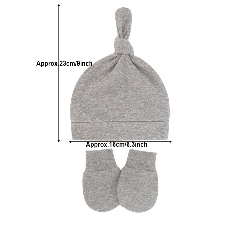 Baby Boys Hats And No Scratch Mittens Set Beanies Gloves Soft Knotted Cap