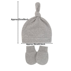 Baby Boys Hats And No Scratch Mittens Set Beanies Gloves Soft Knotted Cap