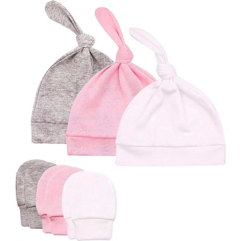 Baby Boys Hats And No Scratch Mittens Set Beanies Gloves Soft Knotted Cap