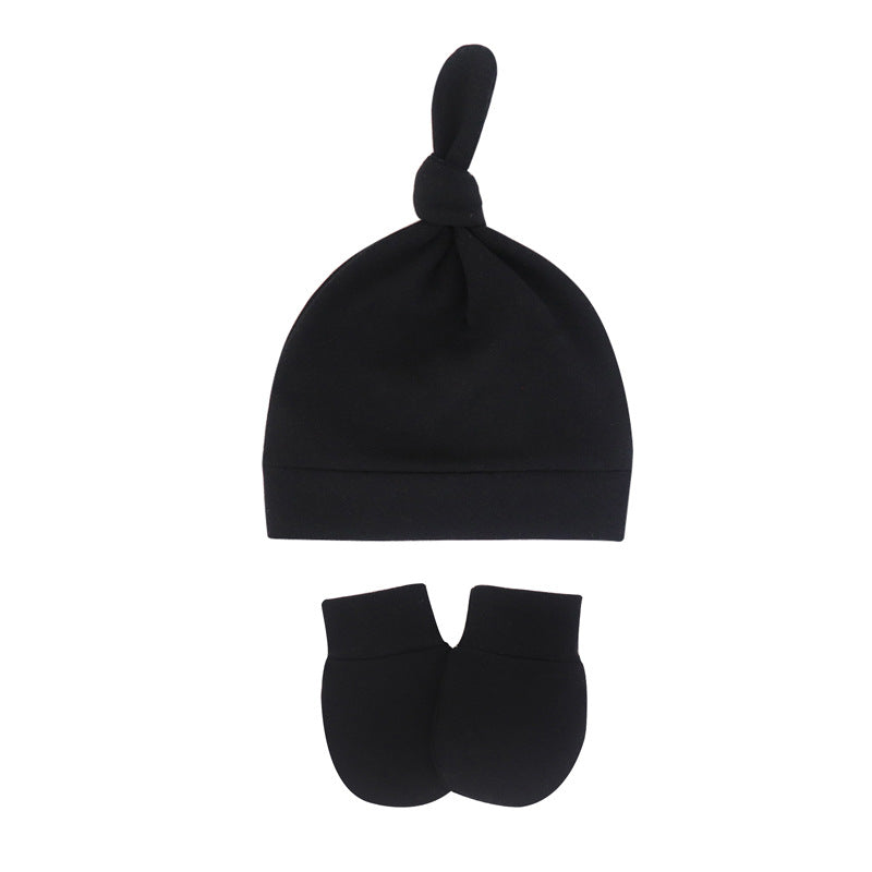 Baby Boys Hats And No Scratch Mittens Set Beanies Gloves Soft Knotted Cap