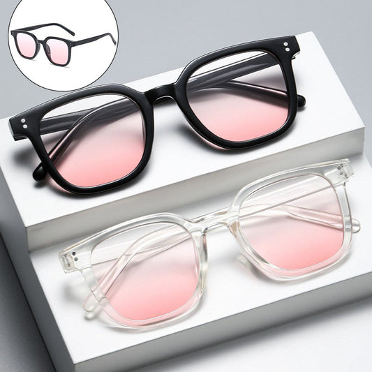 Pink Gradient Square Sunglasses UV400 Sun Shades Glasses with Case