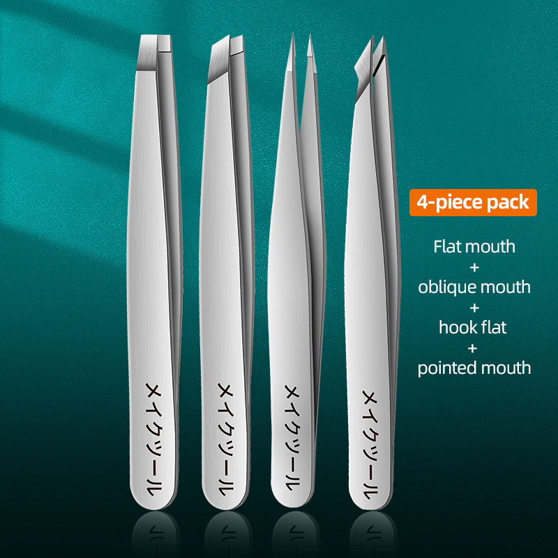 Eyebrow Tweezers Slanted Pointed Flat Stainless Steel Precision Tweezers