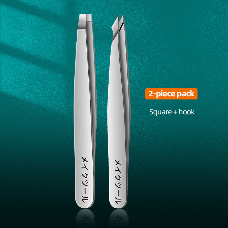 Eyebrow Tweezers Slanted Pointed Flat Stainless Steel Precision Tweezers