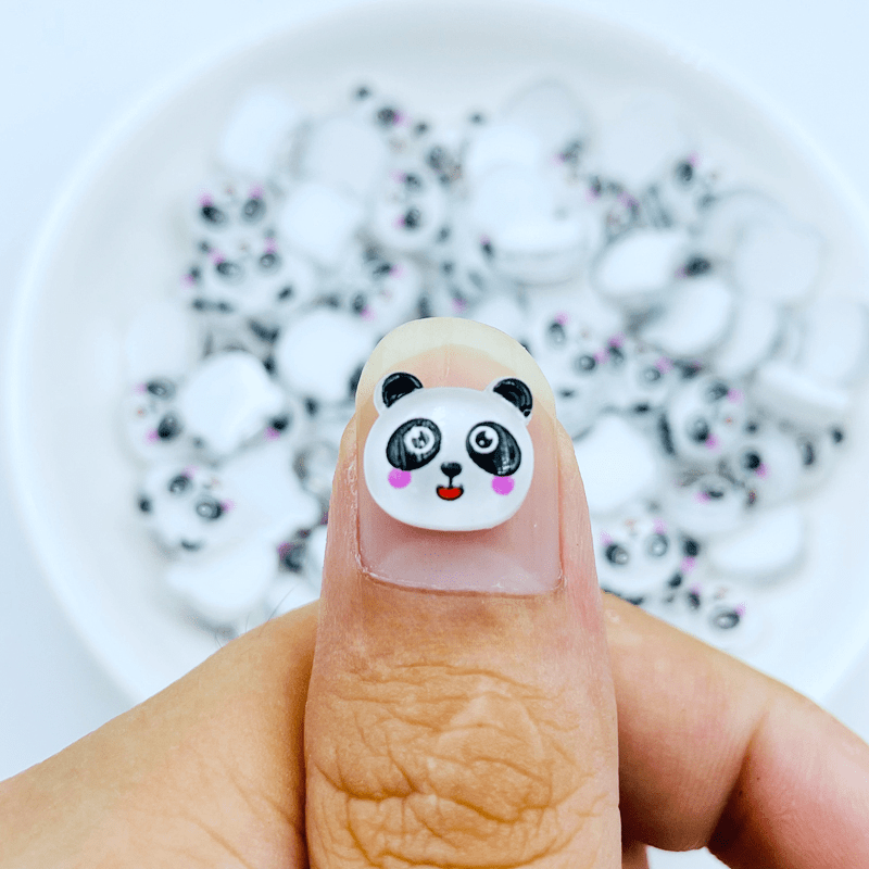 Resin Mini Panda Flat Back Ornament for DIY Jewelry Making