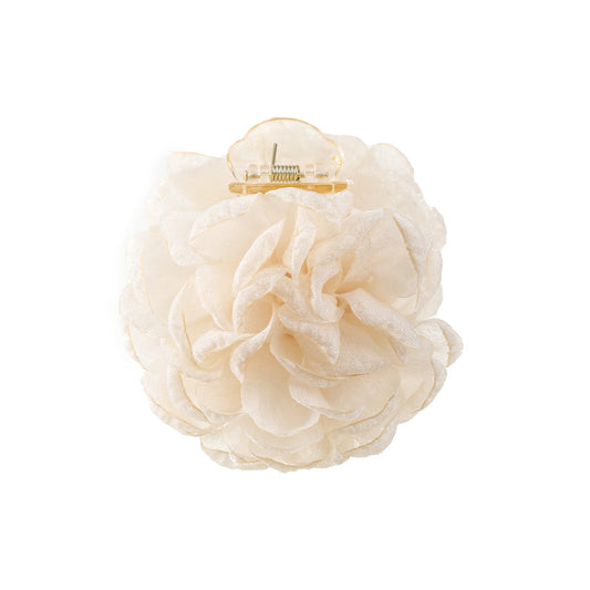 Large Fabric Flower Duck Billed Clip Ponytail Holder Nonslip Hair Claw