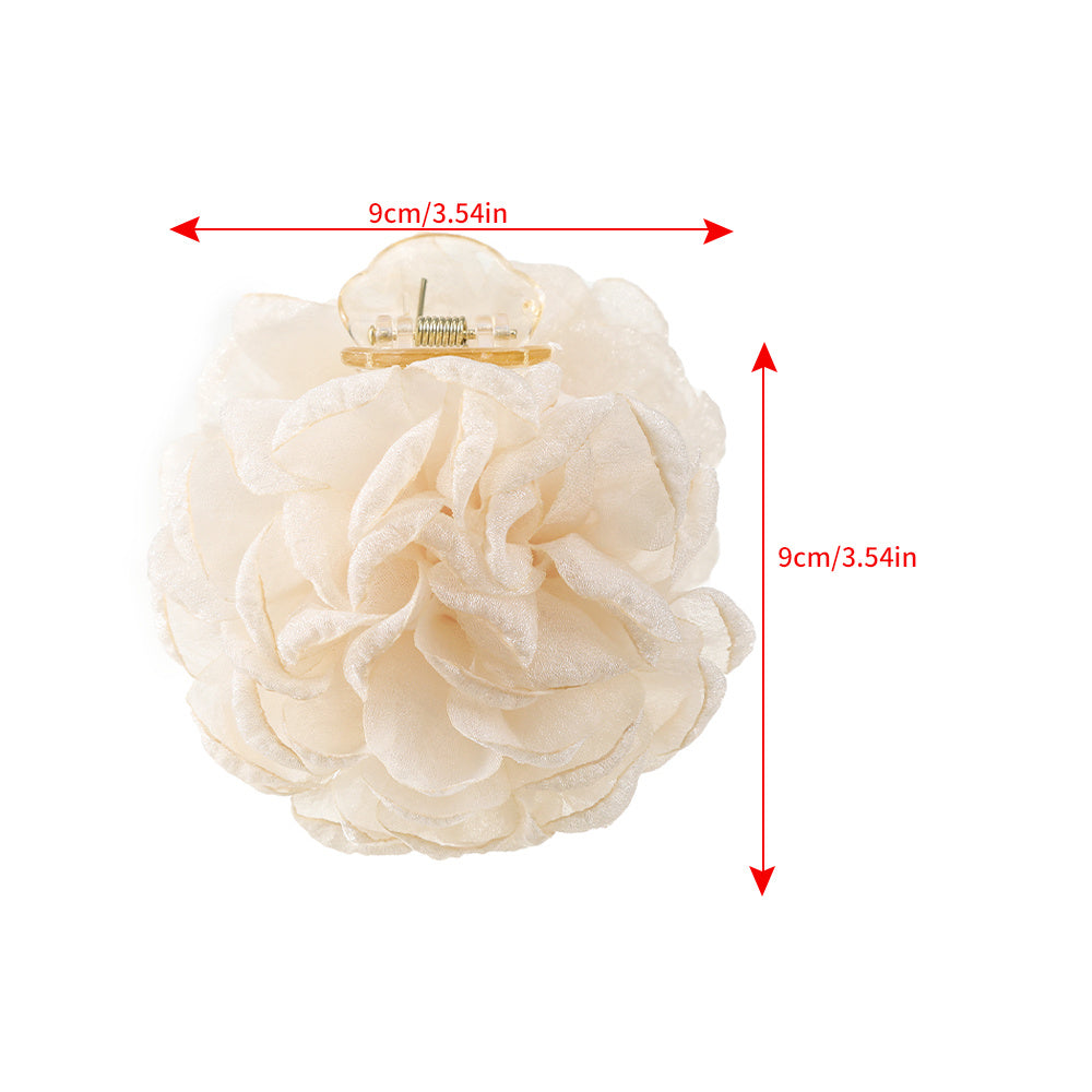 Large Fabric Flower Duck Billed Clip Ponytail Holder Nonslip Hair Claw