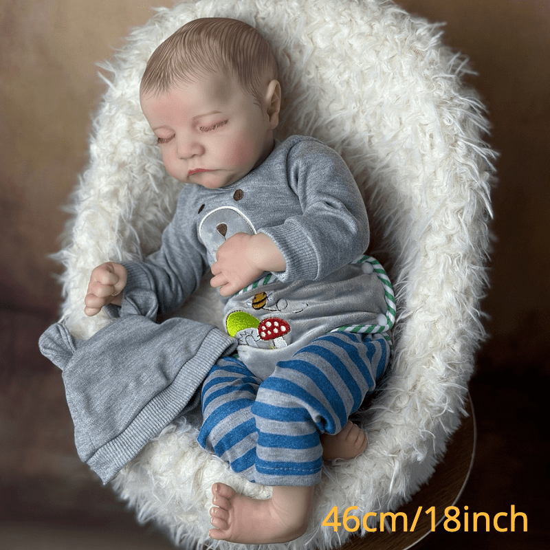 18" Sleeping Reborn Doll Soft Silicone Newborn Bebe Toy Gift