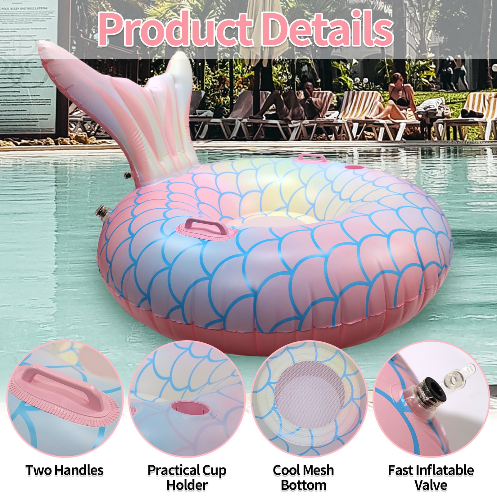 OLDPAPA Inflatable Pool Float Adults Swimming Lounge Raft Buoy