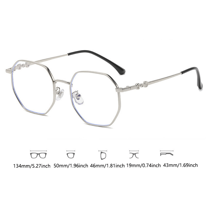 Polygon Metal Clear Lens Computer Glasses for Men Women