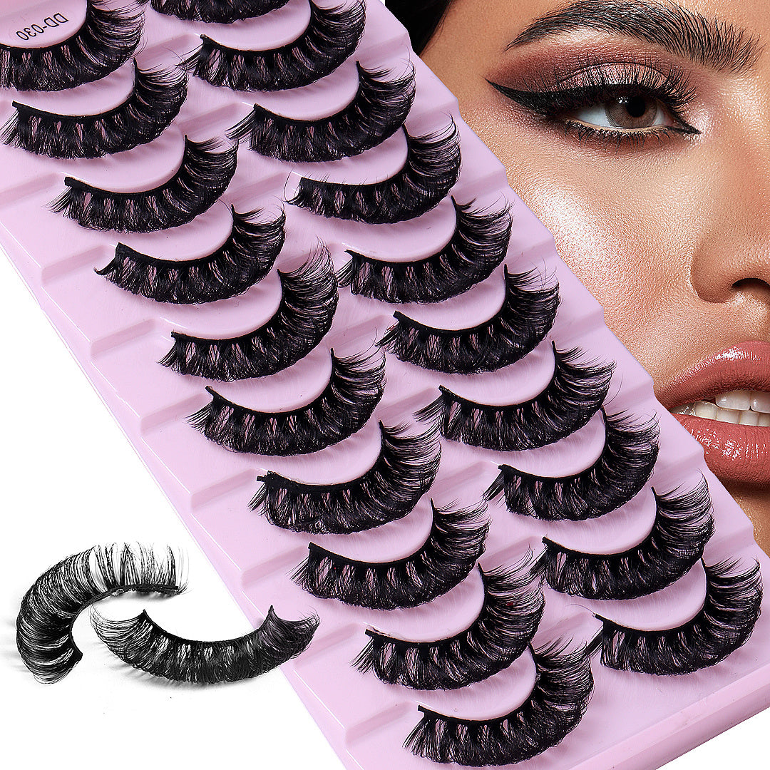 10 Pairs Fluffy 3D Mink DD Curl Lashes Natural Long Reusable Eyelash Extensions