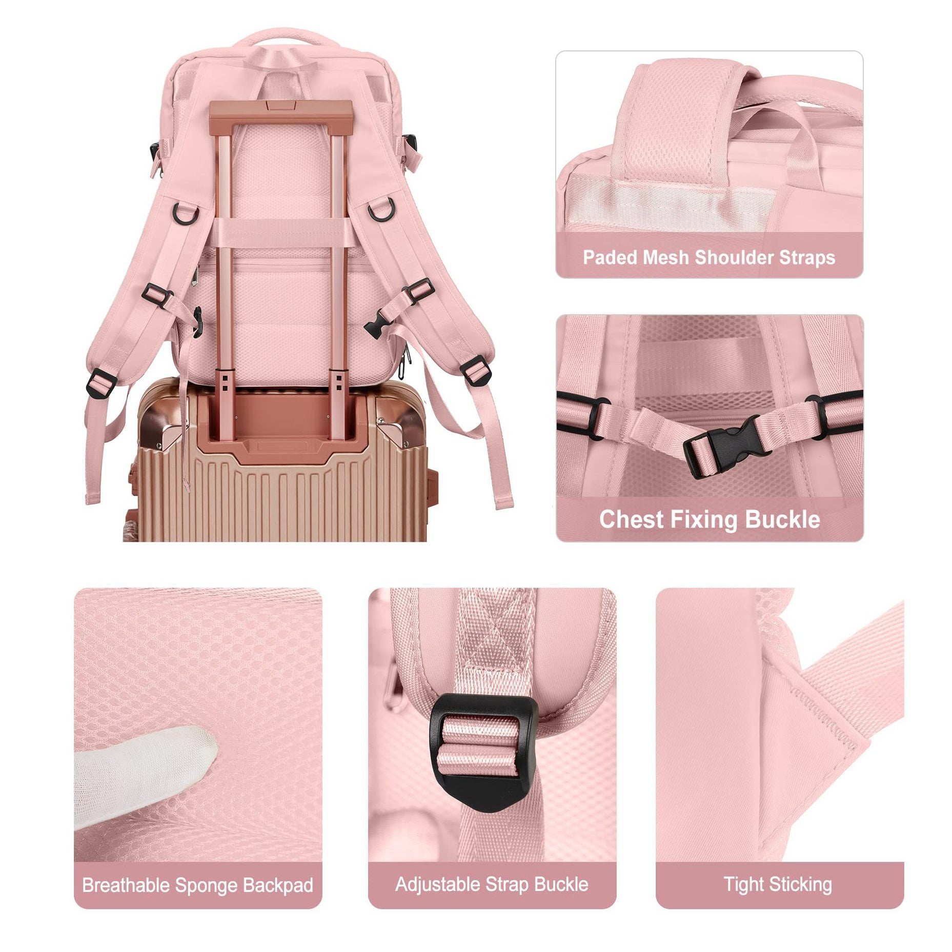 Expandable Travel Backpack Carry on Weekender Luggage Bag With USB Charging Port