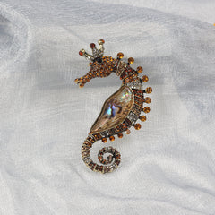 Vintage Shell Rhinestone Seahorse Enamel Pins Badges Classic Sea Animal