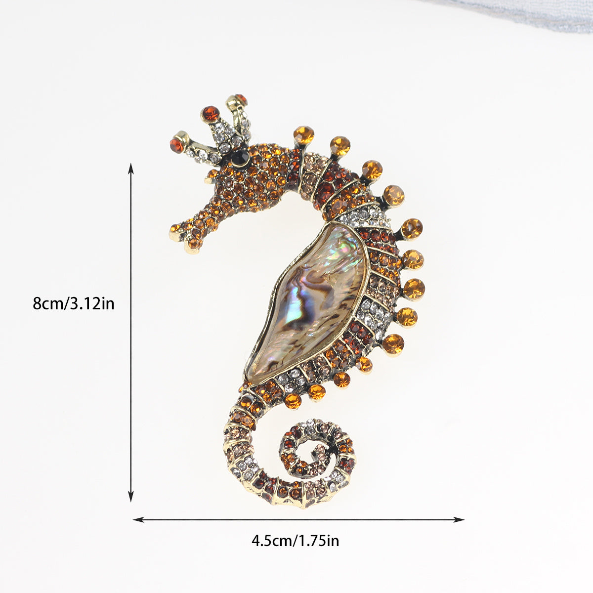 Vintage Shell Rhinestone Seahorse Enamel Pins Badges Classic Sea Animal