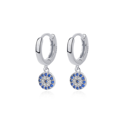 S925 Sterling Silver Devil's Eye Evil Eye Earrings Retro Ear Buckles