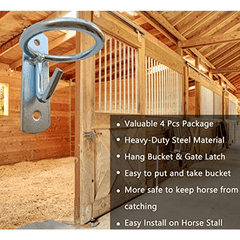 4 pack Horse Feed Bucket Hook Water Bucket Holder Stall Stable Supplies