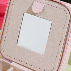 Square Mirror Inside Jewelry Box PU Leather Earrings Necklace Jewelry Box