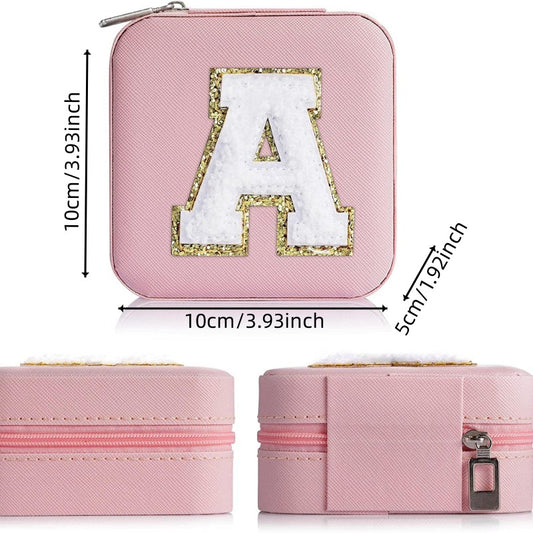 Square Mirror Inside Jewelry Box PU Leather Earrings Necklace Jewelry Box