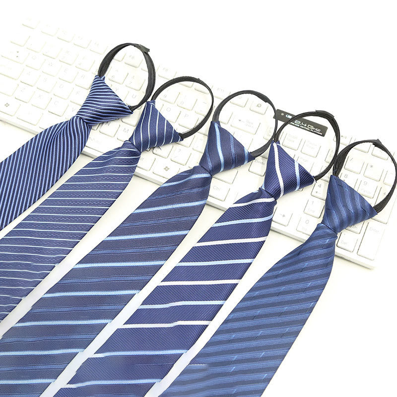 Men's Striped Lazy Necktie Business Dress Zipper Tie