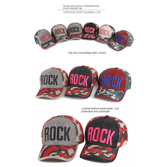 ROCK Embroidery Camouflage Baseball Cap Stylish Adjustable Sunscreen Dad Hats