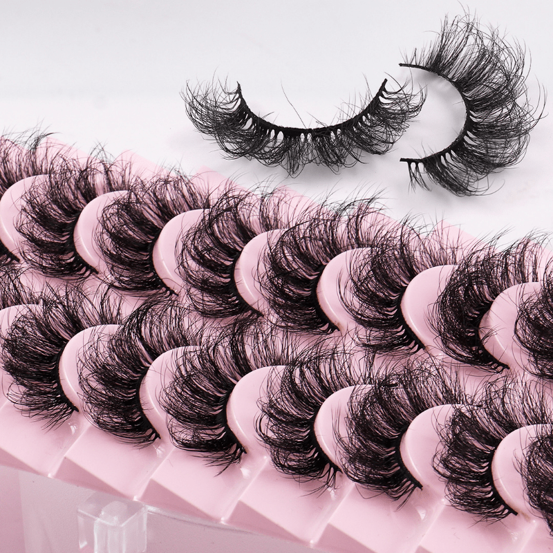 10 Pairs Curly Faux Mink Lashes Natural Volume for Voluminous Makeup