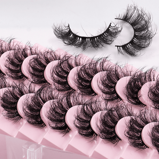 10 Pairs Curly Faux Mink Lashes Natural Volume for Voluminous Makeup