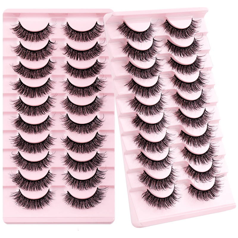 10 Pairs Curly Faux Mink Lashes Natural Volume for Voluminous Makeup