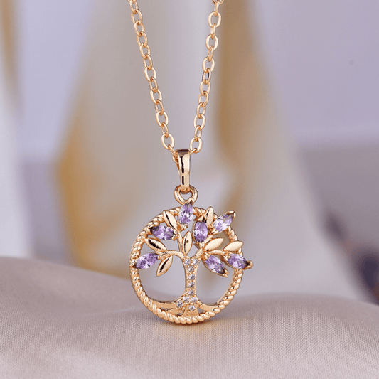 Rhinestone Tree Of Life Pendant Necklace - Birthday Gift For Girls