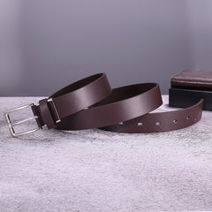 Casual Cowhide Belt with Square Pin Buckle for Men