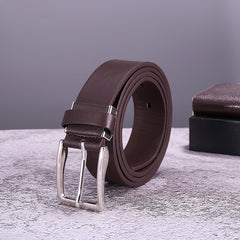 Casual Cowhide Belt with Square Pin Buckle for Men