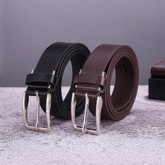 Casual Cowhide Belt with Square Pin Buckle for Men