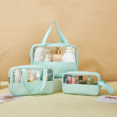 Portable Transparent Green Cosmetic Bag Zipper Travel Toiletry Wash Bag