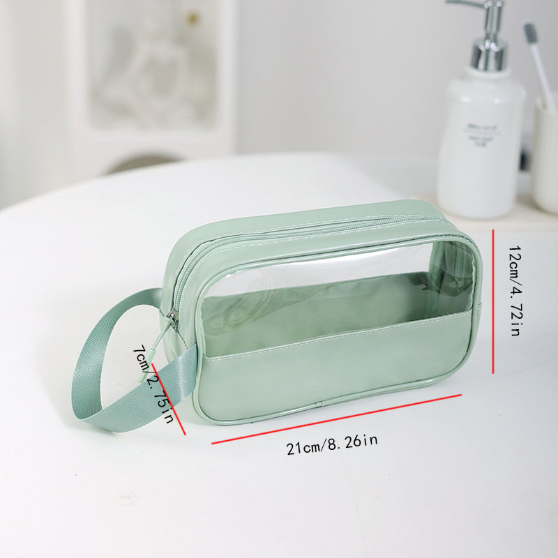 Portable Transparent Green Cosmetic Bag Zipper Travel Toiletry Wash Bag