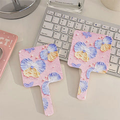 Flower Pattern Hand Mirror for Girls and Women Portable Cosmetic Touch up Mirror