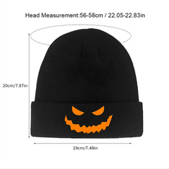 Demon Pattern Embroidered Knit Beanie Hat