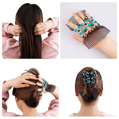 Beaded Decor Stretch Comb Double Clips Hair Styling Accessories