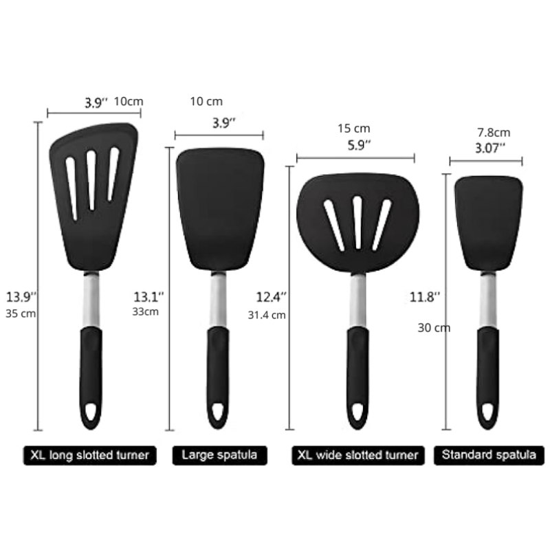 4pcs Silicone Spatulas Set Nonstick Cookware Heat Resistant Kitchen Utensils