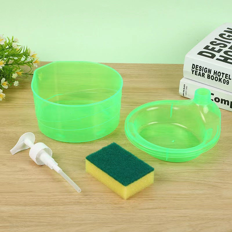Automatic Kitchen Dishwashing Liquid Dispenser Box with Brush Combination