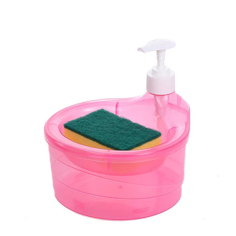 Automatic Kitchen Dishwashing Liquid Dispenser Box with Brush Combination