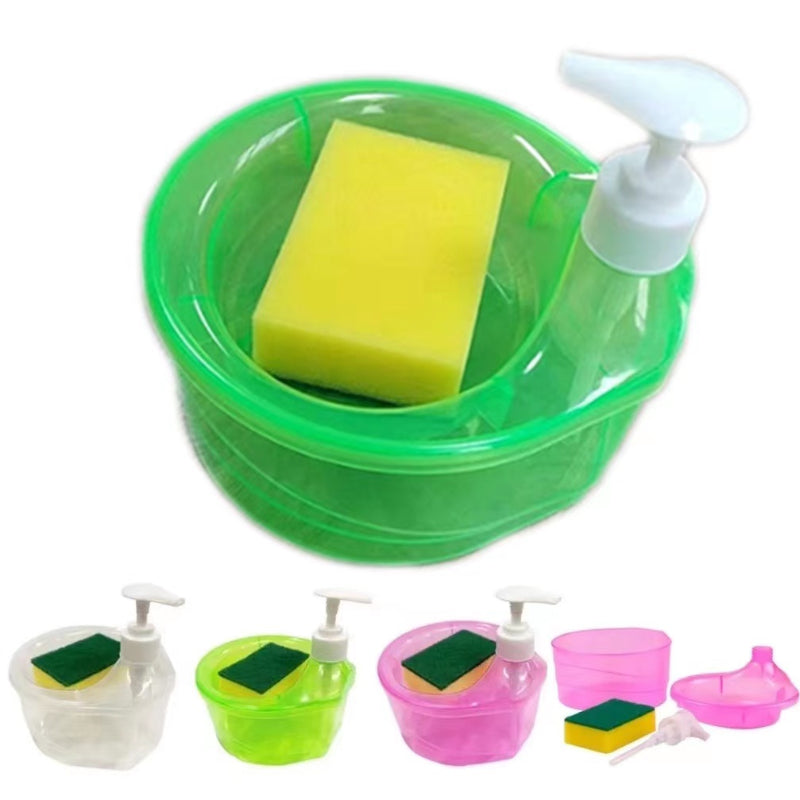 Automatic Kitchen Dishwashing Liquid Dispenser Box with Brush Combination