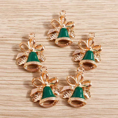 10pcs Enamel Christmas Bell Charms for Jewelry Making