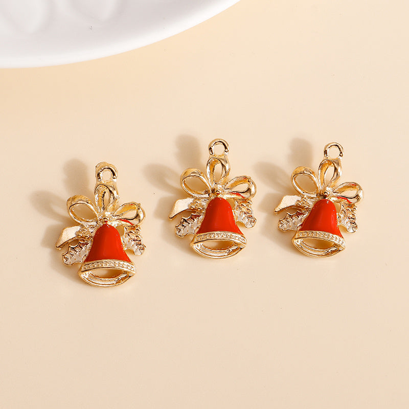 10pcs Enamel Christmas Bell Charms for Jewelry Making