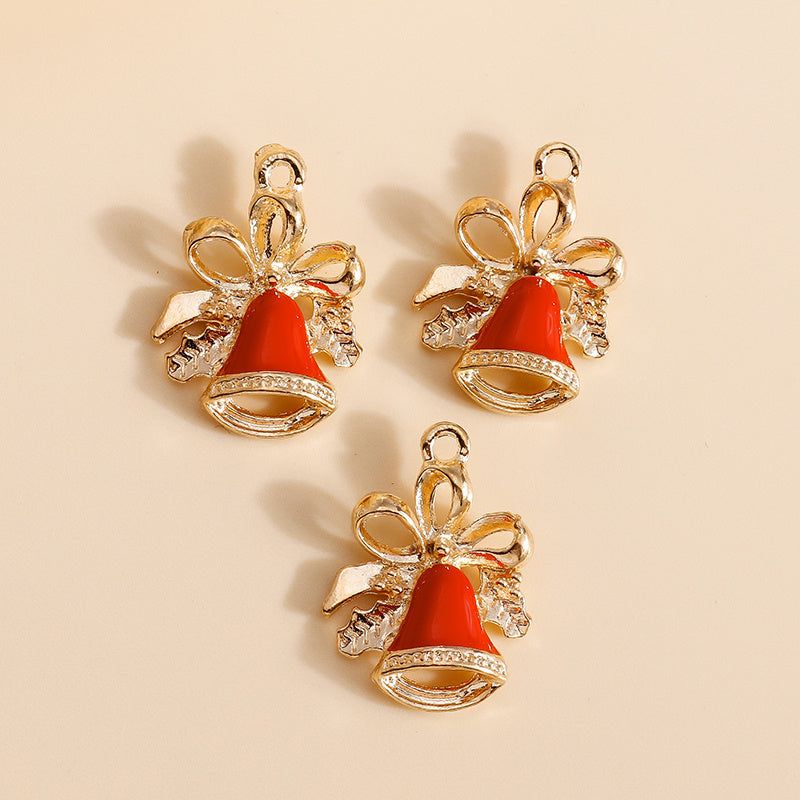 10pcs Enamel Christmas Bell Charms for Jewelry Making
