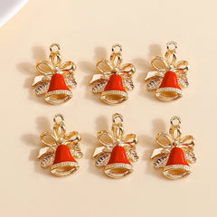 10pcs Enamel Christmas Bell Charms for Jewelry Making