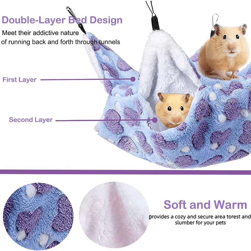 Fleece Hammock for Small Pets - Ideal for Guinea Pigs, Rats, Chinchillas