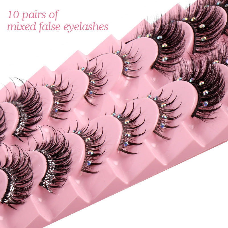10 Pairs Mixed Style False Eyelashes for Stage Performance Makeup