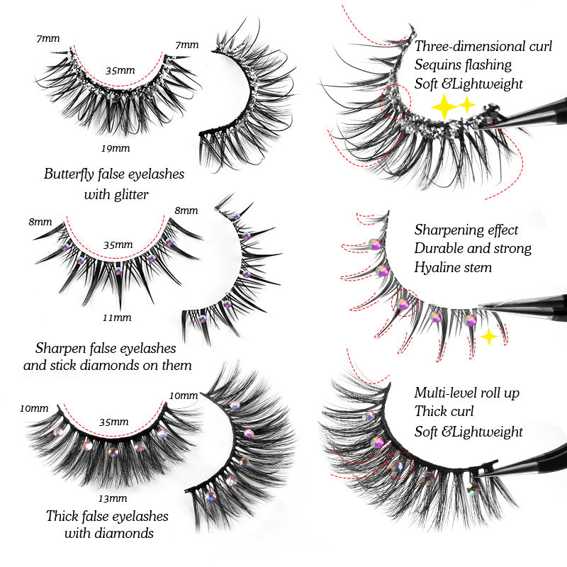10 Pairs Mixed Style False Eyelashes for Stage Performance Makeup